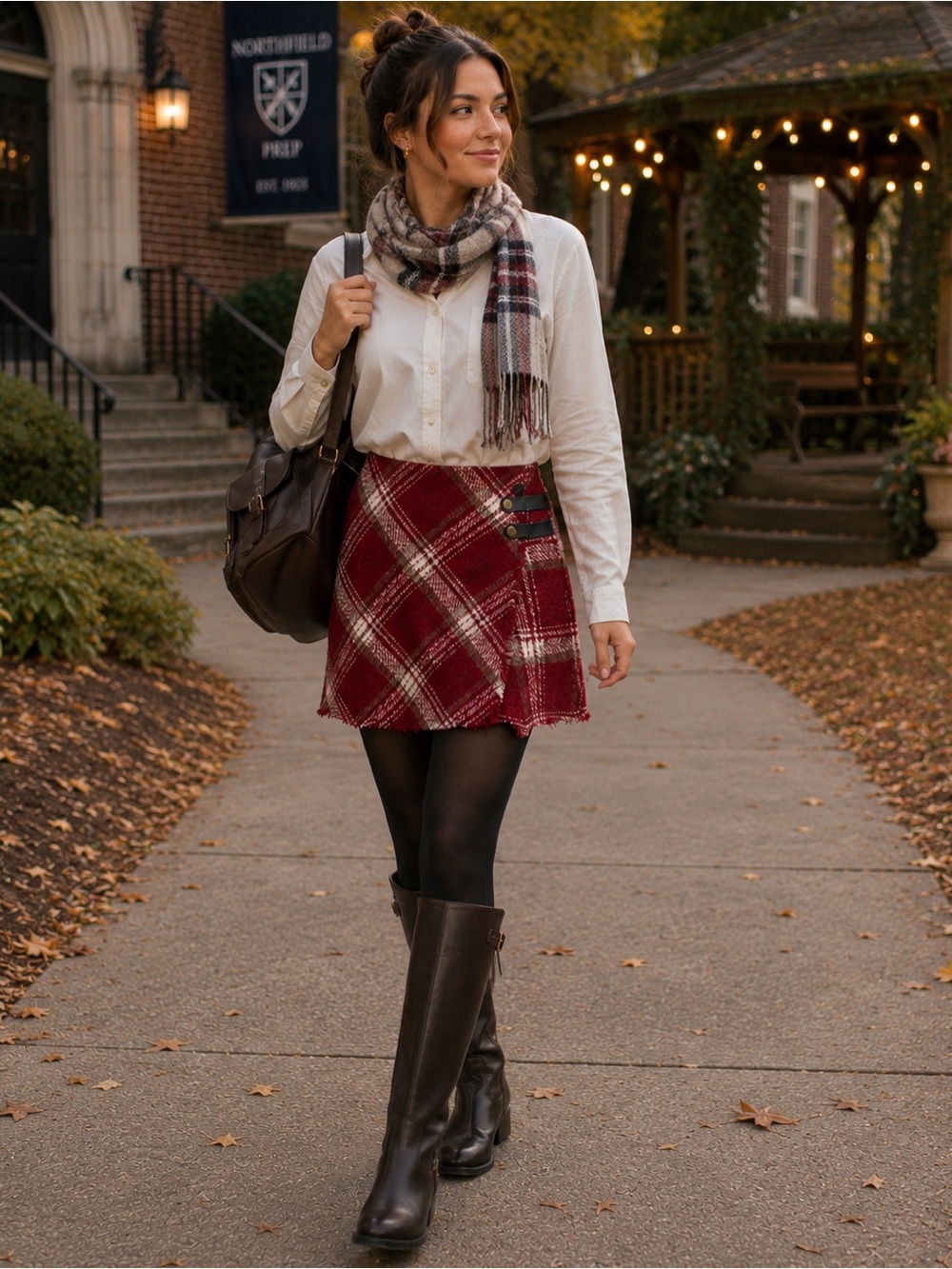 Shop Neighbor Plaid Wrap Mini Skirt Red Boucle Fringe Medium